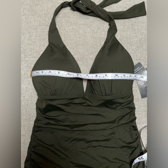 Lauren Ralph Lauren Women's Solid Ruched Halter Tankini Swim Top Size US 4 - Picture 9 of 11